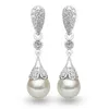 Charm Romantic Jewelry 925 Silver Needle Waterdrop Natural Pearl CZ Crystal d Earrings For Women Promise Wedding Gift Pendientes L230309