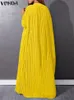 Vestidos casuais Vonda Autumn Dress Vintage Long Women Holiday Maxi Sundress de manga comprida Button Up Dress Party Casual Camiseta solta vestidos 230309