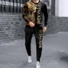 Mens Tracksuits 3D Printing Contrast Pattern Tshirt Set AutumnWinter Fashion Street Long Sleeve TopPants 2Pcs Oversize 6XL 230308