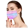 Masques de fête 50pcs Masque jetable adulte Tie-Dye dégradé imprimé à trois couches non tissé Halloween Cosplay Masque anti-poussière Mascarilla