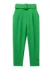 Damesbroek capris traf groene hoge taille broek voor vrouwen witte riem kantoor vrouw broek zomer recht broek vrouwen zwarte streetwear vrouw broek 230309