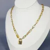 ペンダントネックレスOrztoon Retro Hip Hop Gold Color Lock Necklace for Luxury誇張されたチェーントレンドFamale Jewelryギフト