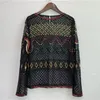 Women's T Shirts Transparent Mesh Women Bead Work Tops Sexy Lady Full Sleeve Pearl Pullovers Woman Sequined