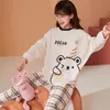 Dames slaapkleding lente en herfst dames katoenmeisje cartoon pyjama pyjama lage mouwen broek groot formaat pak herfst en winter thuisdienst 230309