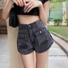 Shorts femininos jeans feminina High Women Women Casual Senhoras Moda de bolso largo Jeans curta Jeans curtos