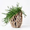 Vasos Vaso de madeira Decoração da sala de estar criativa Flor artificial Props Nórdicos mobiliários de maconha em vasos de mesa