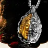 Pendentif colliers acier inoxydable créatif bouddha démon collier bouddhiste Punk implicite sens amulette homme femme bijoux