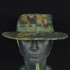 Szerokie brzegi czapki mege taktyczne kamuflaż Bonnie Hat US Army Army Wojskowe polowanie na zewnątrz piepy turystyczne Panama Summer Sun Bucket Capa Airsoft Paintball Gear R230308