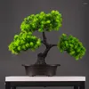 Decorative Flowers 27cm Artificial Pine Plants Bonsai Fake Tree Ornaments Plastic Landscape Simulation For Home Room Desktop Decoration