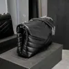 Горячая черная роскошная сумочка сумка для плеча Loulou Подличная кожаная дизайнерская дизайнер по кроссты дамы металлическая цепь мешки для сети мессенджеров женщины