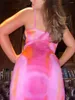 Casual Dresses Shiny Print Dress Women Sexig hipster ärmlös kroppsformning Fantastisk mantel Kvinna Spaghetti Strap Party Club Clothing