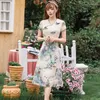 Этническая одежда мода китайская традиционная женская одежда Qipao Summer Spring Spring с коротким рукавом с короткими рукава