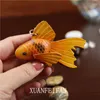 Keychains Cowhide Small Goldfish Bag Charm Keychain Pure Handmade Red Fish Yellow Hanging Key Chain Koi