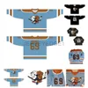 AANGEPASTE 69 Shoresy Sudbery Blueberry Letterkenny Hockey Jersey Zwart Blauw Aangepast nummer Elke naam Mannen Vrouwen