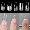 Unghie finte 120 pezzi trasparente senza segni glassato quadrato ovale mandorla finto gel americano manicure allungato indossando unghie