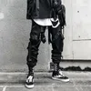 Mens Pants Hip Hop Black Cargo Joggers Sweatpants Overalls Ribbons Streetwear Harem Women Fashions Byxor 230309