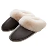 Slippers Luxury Faux Suede Home Women Full Fur Slippers Winter Warm Plush Bedroom Non-Slip Couples Shoes Indoor Ladies Furry Slippers 230309
