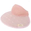 Wide Brim Hats Beach Lace Plaid Sun Hat Empty Top Summer Discoloration Cap Ladies Sunhat Big Women Cycling Windproof Protection