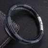 Bracelets de charme Vintage Men's Wrap Bracelet de pulseira multicamada Bulbanzas de corda de corda de aço inoxidável