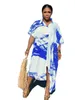 Ethnic Clothing African Dress Women Plus Size Female Tie-dye Printing Shirt Dresses Loose Casual 2023 Summer Fashion Ladies Beachwear