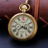Zegarki kieszonkowe Vintage Bronze London Mechanical Watch Wysokiej jakości Unisex Naszyjnik Wisior Męs