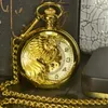 Pocket Watches Tiedan Skeleton Mechanical Watch Men Steampunk Luxury Antique Chain Necklace Business Casual FOB Gold