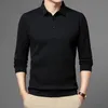 Herrpolos varumärke skjorta män långärmad affär casual mens kläder vår hösten solid man sätter ner krage toppar tees 230308