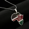 Pendant Necklaces Africa & Kenya Map Gold Color Jewelry African Kenyan Flag Gift