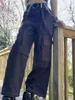 Calças femininas Capris y2k Techwear calças de carga larga de pernas largas grunge na cintura baixa jeans cibernética punk calças soltas emo roupas alt roupas hippie calça 230309
