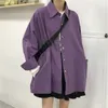 Women's Blouses Shirts Blouses Women Women Long Sleeve Shirts Spring Harajuku Losse turn-down kraag Solid Chic Leisure BF Vintage Purple Loose All-Match 230309