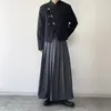 Saias Men Fashion Hip Hop Salia plissada com cinto Gothic Vinatge Black Pantskirt Harajuku Casual Long for Women