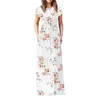 Casual Dresses Women Summer Elegant Sexy Print Boho Beach Maxi Dress Wrap Sundress Robe Pocket Short Sleeve Floor-length Y2302