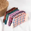 Women Socks Retro Medieval Style Literature Art Sports Plaid College Students Color Checkered Tube Four Seasons All-match