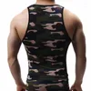 Men's Tank Tops Men Camouflage Vest Sportswear Mesh Top Summer Sleeveless Tops&Sexy Bulge Boxers Set Casual Shirt Male Bottoming