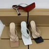 サンダル女性靴2023サマークリップトーフリップフロップハイヒール透明ラインストーンファッションセクシーバンケット7cm