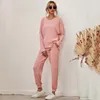 Moda -sono feminina de malha de malha de malha conjunto feminino roupas caseiras soltas lounge lounge wear sonowear women pjs manga longa sono wear ladies 230309