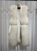 Fourrure pour femmes Faux Fashion Street Style Femmes Lady Long Full Pelt Gilet Sans Manches En Peau De Mouton Véritable Cuir Véritable GiletWomen's Wom