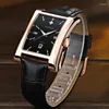 Wristwatches 2023 WWOOR Blakck Square Men Watch Classic Luxury Business Quartz Clock Man Leather Waterproof Date Wristwatch Relogio