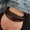 Charm Bracelets Est Fashion Leather Bracelet For Men Brown Braid Multilayer Rope Chain Stainless Steel Magnetic Clasp Man Jewelry Gifts