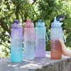 Water Bottles 1L Water Bottle with Time Marker for Girl Fitness Jugs Large Capacity Portable Sports Gym Drinking Bottle with Straw 230309