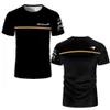 4P3R 2023 NOWOŚĆ T-shirty zespołu F1 Men's F1 Suring Suring McLaren Racing 3D Print Crewneck Shirt Summer Leisure Sportswear QPJ3