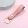 Nyckelringar 2023 Fashion Cow Leather Keychain Car Thread Liten present Metal Pendant Key Chain Simple Key Hold