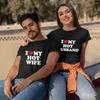 Camisetas para hombres camiseta de pareja de verano me encanta mi marido impreso algodón casual de algodón corta camisetas esposa top women wothing