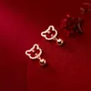 Stud Earrings Rhinestone Tiger Earring Bell For Women Wedding Animal Jewelry Gift