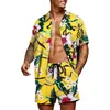 Mens Tracksuits Fashion Print Sets Lapel Short Sleeve Casual Shirt Beach Shorts Set Summer Vacation Hawaiian Suits S5XL 230308