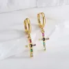 Boucles d'oreilles créoles Mafisar couleur or croix petite goutte délicate pavée zircone cubique bijoux pour femmes fille 2023 cadeau à la mode