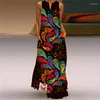 Casual Dresses S-5XL Peacock Summer Long Dress 2023 Elegant Robe Party Sleeveless Women sundress Vintage Maxi