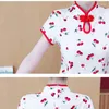 Ethnic Clothing Plus Size M-4XL 2023 Summer White Print Short Sleeve Qipao For Women Chinese Modern Cheongsam Party Casual Traditional Dress