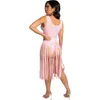 Casual Dresses Woman 2st Dress Set Solid Color Sleeveless Vest Tassel Briefs kjol S-2XL 6Color Ly071