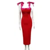 Casual Dresses Sexy Dress For 2023 Women Summer Sleeveless Backless Red Blue Mid-Calf Bodycon Bandage Evening Party Elegant VestidosCasual